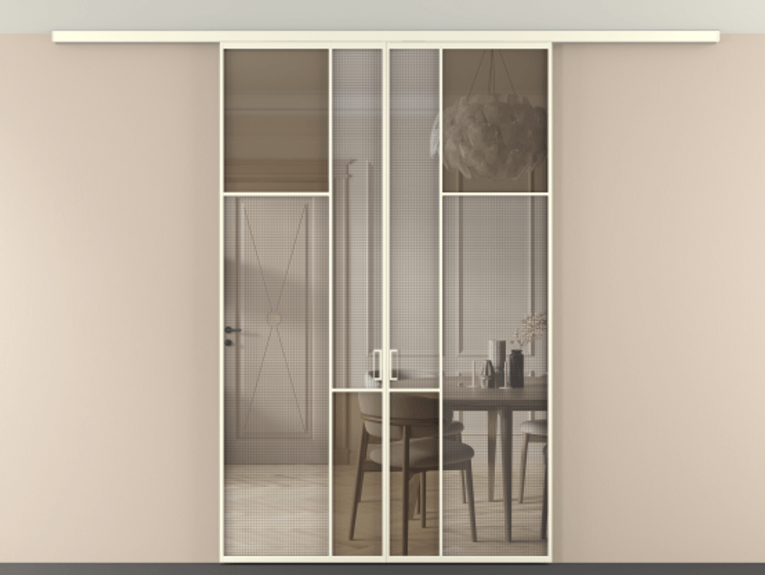 Перегородка Mosaic вдоль стены на потолок двустворчатая #VENDORCODE# #FURNISH# #GLASS# Цена #PRICE# #CURRENCY# | Volhovec